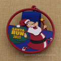 Benutzerdefinierte Ribbon Metal Santa Run Medaille mit blauer Farbe